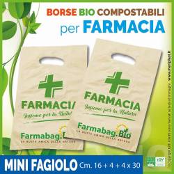 Shoppers per Farmacia generiche mini fagiolo Cm. 16 + 4 + 4 x 30 compostabili biodegradabili UNI EN 13432